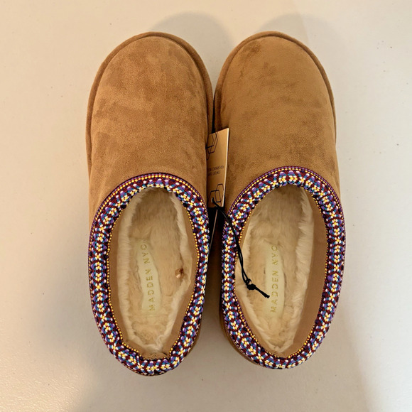 Madden NYC Women’s Cognac Faux Suede Platform Mules Fur Lined Size 10 - Picture 9 of 15